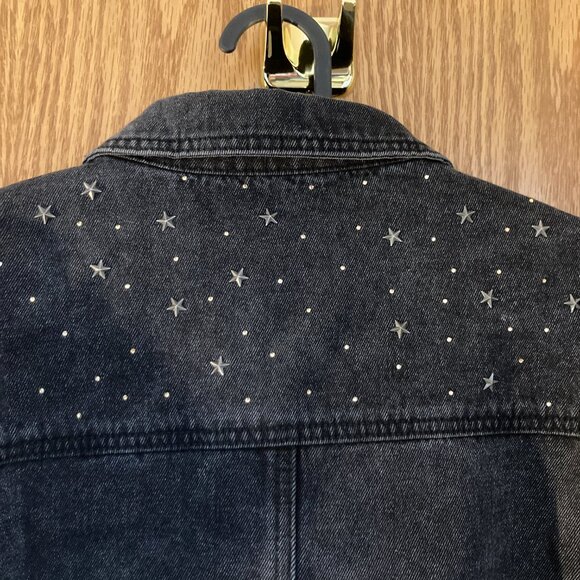 Denim jacket trendy oversized cropped star-studded - NWT - Picture 5 of 7
